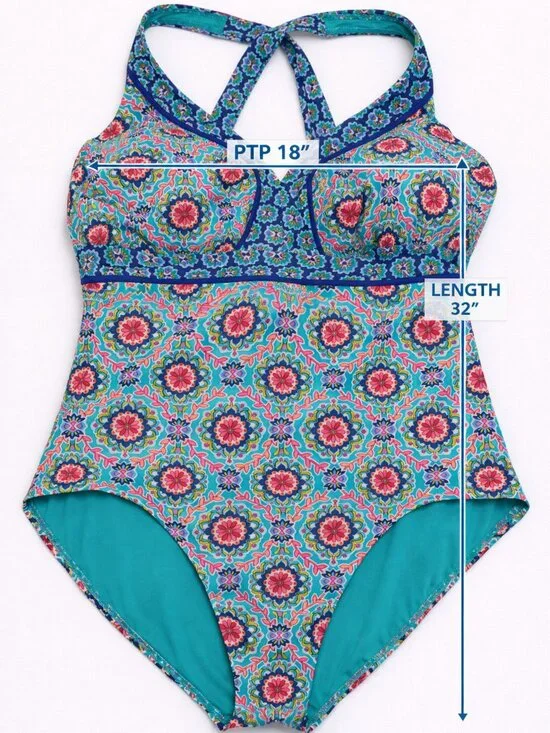 Catalina One Piece Swimsuit Multicolor Print Size XL (16–18) NWOT - Picture 2 of 9